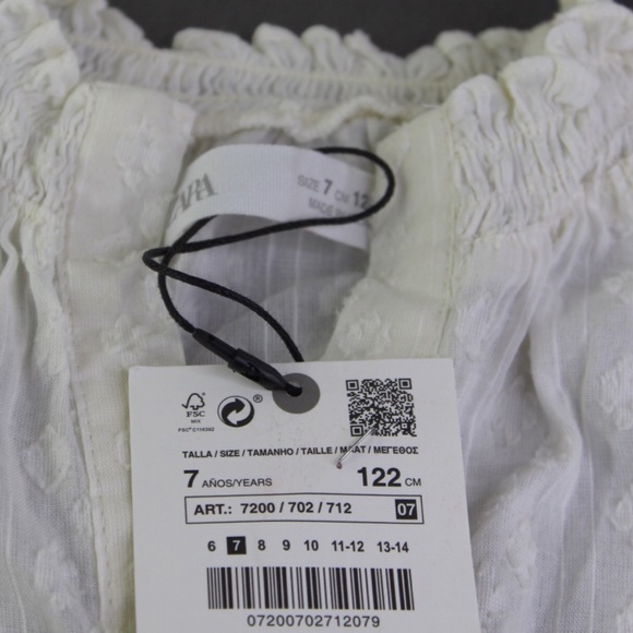 Zara Girls NWT Romantic Plumetis Shirt with Pintucks Ecru Cream White 7 - Picture 9 of 9